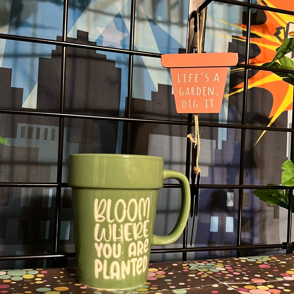 New Plant Lady Set: Coffee Planter Mug & Hanging Sign Decor